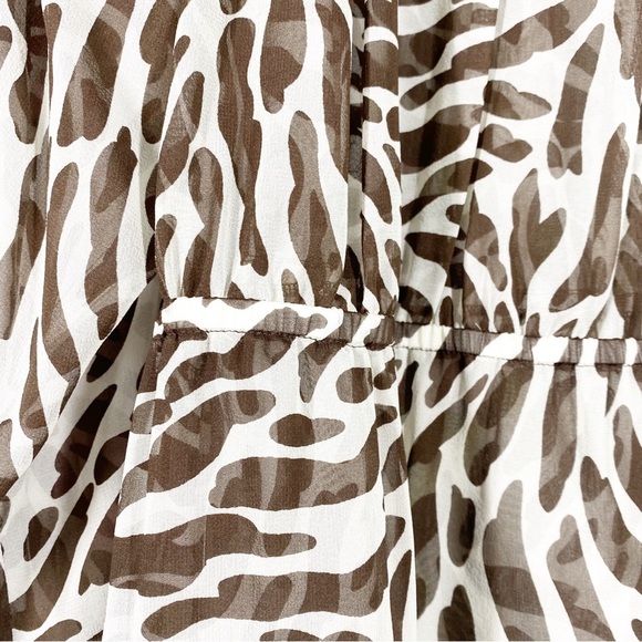 Michael Kors Brown Animal Print Silk Front Tie Blouse 3X - Picture 13 of 15